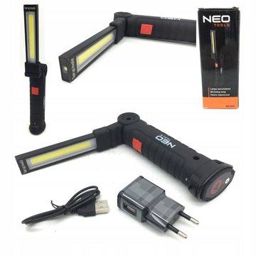 Фонарь инспекционный аккумуляторный Neo Tools, 1200мАч, 200лм, 3Вт, 2в1, лампа+фонарь, состоит, 5 функций освещения, красный свет, IP20 (99-041) 99-041 фото