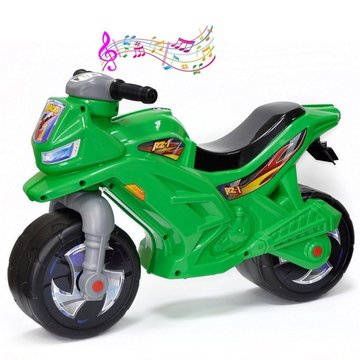 Детский беговел мотоцикл музыкальный 501G Зеленый 501Y фото