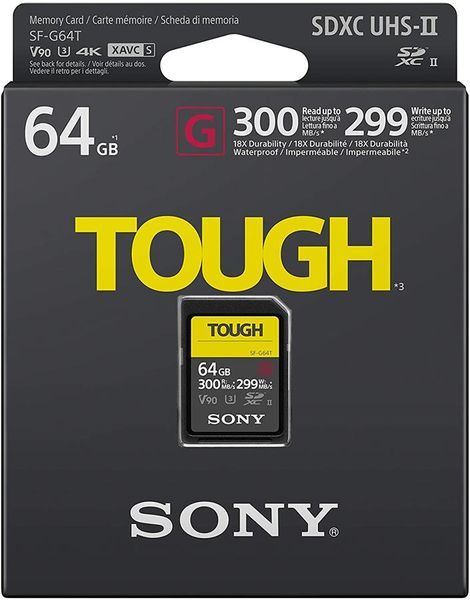 Карта памяти Sony 64GB SDXC C10 UHS-II U3 ​​V90 R300 / W299MB / s Tough (SF64TG) SF64TG фото