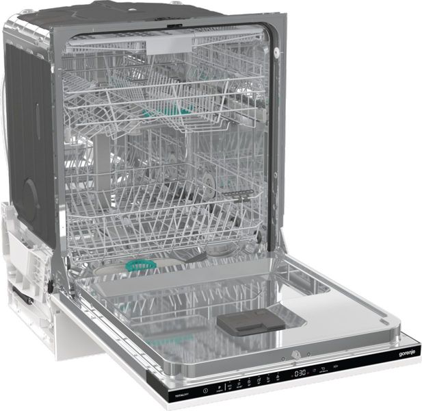 Посудомийна машина Gorenje вбудовувана, 16компл., A+++, 60см, AquaStop, автоматичне відчинення, сенсорн.упр, 3и кошики, білий (GV16D) GV16D фото