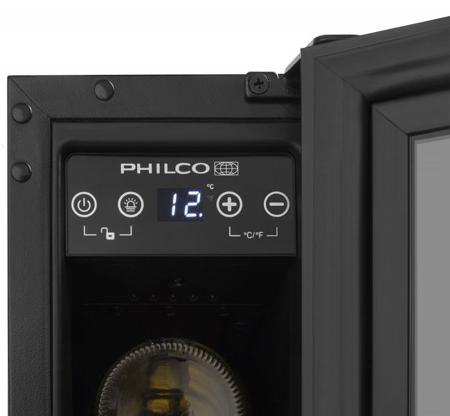 Холодильник Philco для вина, 82x59x57, холод.отд.-116л, зон - 2, бут-38, диспл, подсветка, черный PW38GDFB PW6GBI фото