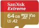 Карта пам'яті SanDisk microSD 64GB C10 UHS-I U3 R170/W80MB/s Extreme V30 (SDSQXAH-064G-GN6MN)