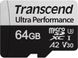 Карта пам'яті Transcend microSD 64GB C10 UHS-I U3 A2 R160/W80MB/s + SD (TS64GUSD340S)