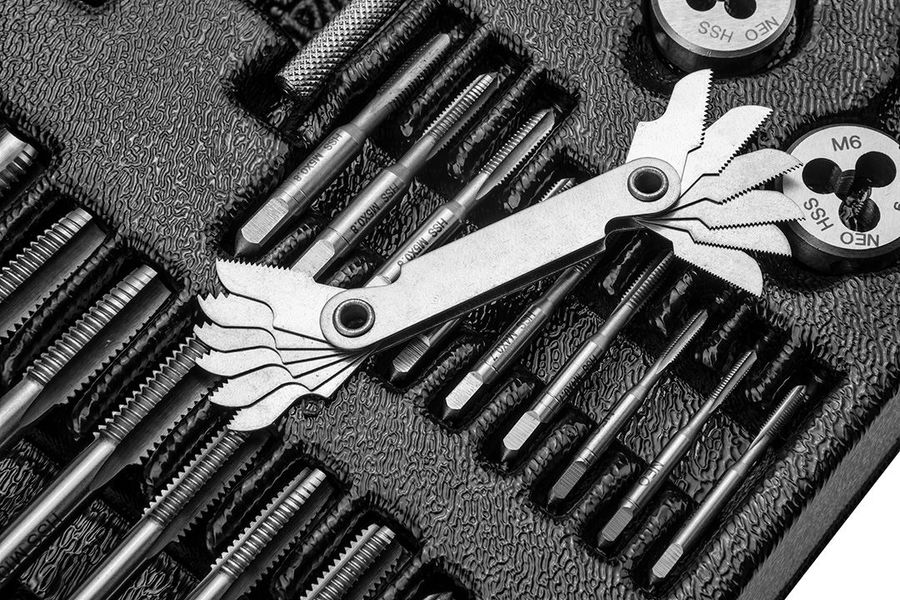 Плашки и метчики Neo Tools, набор 31шт, M3-M12 (84-246) 84-246 фото