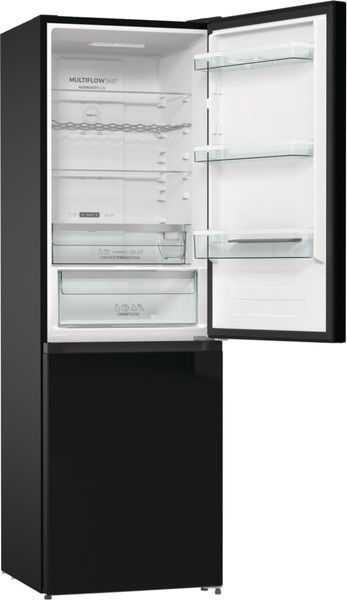 Холодильник з нижн. мороз. камерою Gorenje, 185х60х60см, 2 двері, 204(96)л, А++, NoFrost+ , LED дисплей, Зона св-ті, чорний - Уцінка NRK6192ABK4 фото