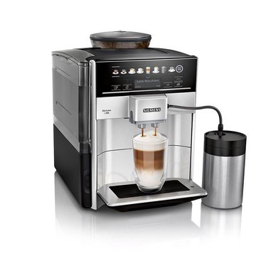 Кофемашина Siemens, 1.7л, зерно+молотая, автомат.капуч, LED-дисплей, авторецептов -8, черно-серебряный (TE653M11RW) TE653M11RW фото