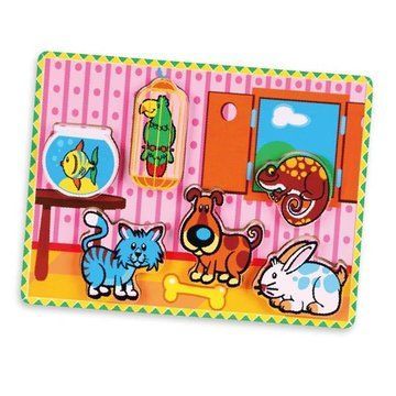 Дерев'яна рамка-вкладиш Viga Toys Домашні вихованці (56440) 56440 фото
