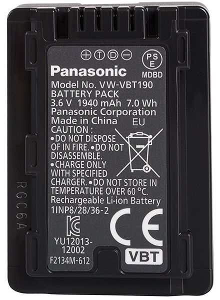 Акумулятор Panasonic видеокамер (VW-VBT190E-K) VW-VBT190E-K фото