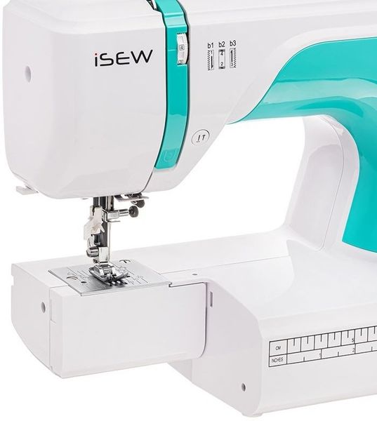 Швейная машина iSEW R50, компьютеризированная, 42Вт, 50 шв.оп., Полуавтомат петля, белый + бирюзовый ISEW-R50 фото