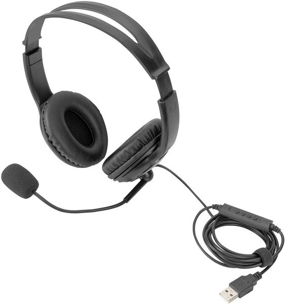 Гарнітура DIGITUS Stereo Headset, LED, USB, кабель 1.95м (DA-12204) DA-12204 фото