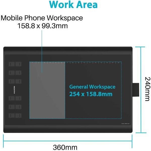 Графический планшет Huion 10"x6.2" H1060P Micro USB черный H1060P_HUION фото