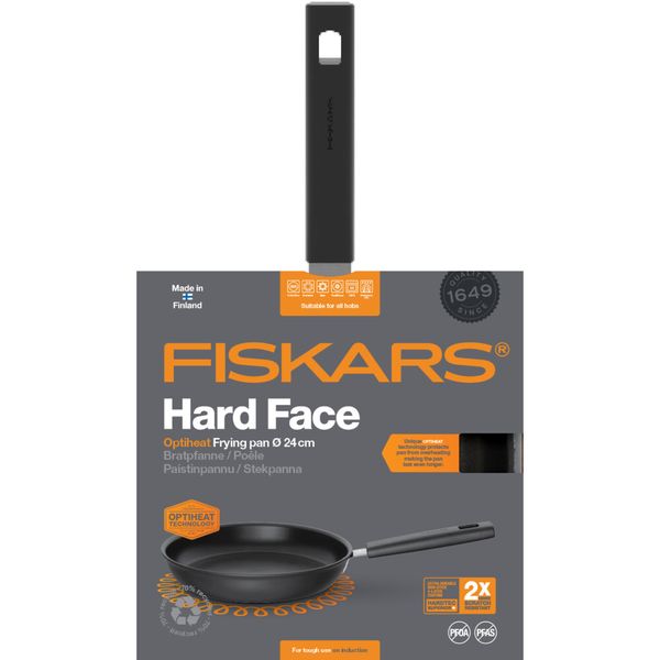 Сковорода Fiskars Hard Face, 24см, покриття Optiheat, алюм., індукція, чорний (1052236) 1052236 фото