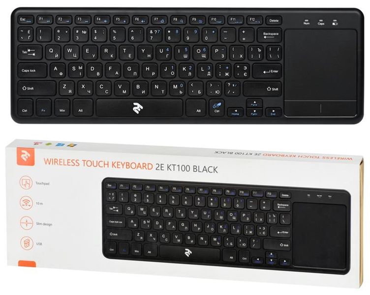 Клавиатура 2E Touch Keyboard KT100 WL Black 2E-KT100WB 2E-KT100WB фото