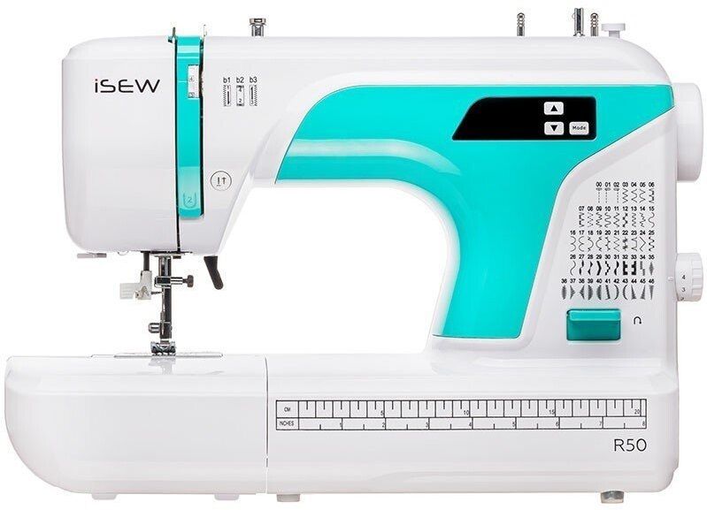 Швейная машина iSEW R50, компьютеризированная, 42Вт, 50 шв.оп., Полуавтомат петля, белый + бирюзовый ISEW-R50 фото