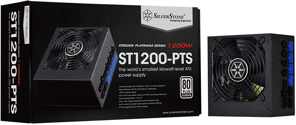 Блок питания SilverStone Strider Platinum (1200W), >92%, 80+ Platinim, 120mm, 1xMB 24pin(20+4), 2xCPU 8pin(4+4), 6xMolex, 8xSATA, 8xPCIe 8pin(6+2) (SST-ST1200-PTS) SST-ST1200-PTS фото