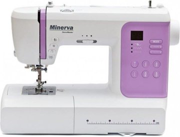 Швейна машина МINERVA DecorMaster , комп'ютерна, 70Вт, 80 шв.оп., петля автомат, білий +фіолетовий DECORMASTER фото