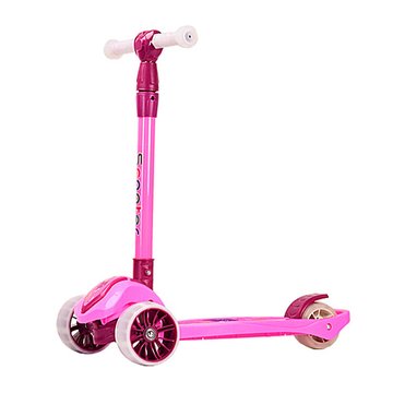 Самокат детский 3-х колесный HS2014 (RL7T) складной, светящиеся колеса PU Розовый (HS2014(Pink)) HS2014 фото