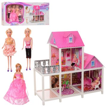 Будиночок для ляльок типу Барбі з меблями 66883 ляльки в комплекті 66883 фото