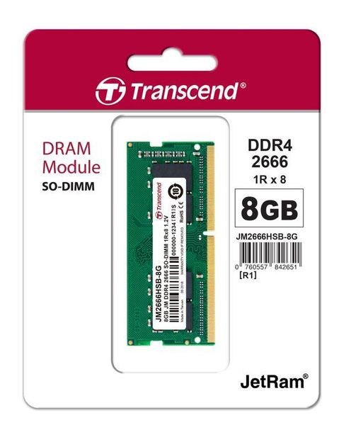 Память ноутбука Transcend DDR4 8GB 2666 (JM2666HSB-8G) JM2666HSB-8G фото