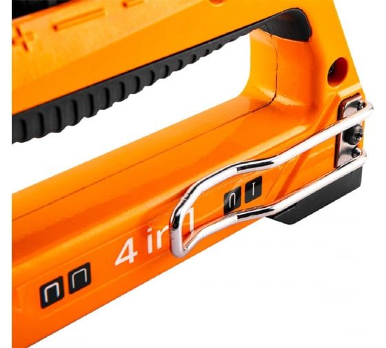 Степлер Neo Tools 4в1, 6-14мм, тип скоб J, G, L, E, алюмінієвий, регулювання забивання скоби 16-030 фото