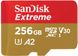 Карта пам'яті SanDisk microSD 256GB C10 UHS-I U3 R190/W130MB/s Extreme V30 (SDSQXAV-256G-GN6MN)