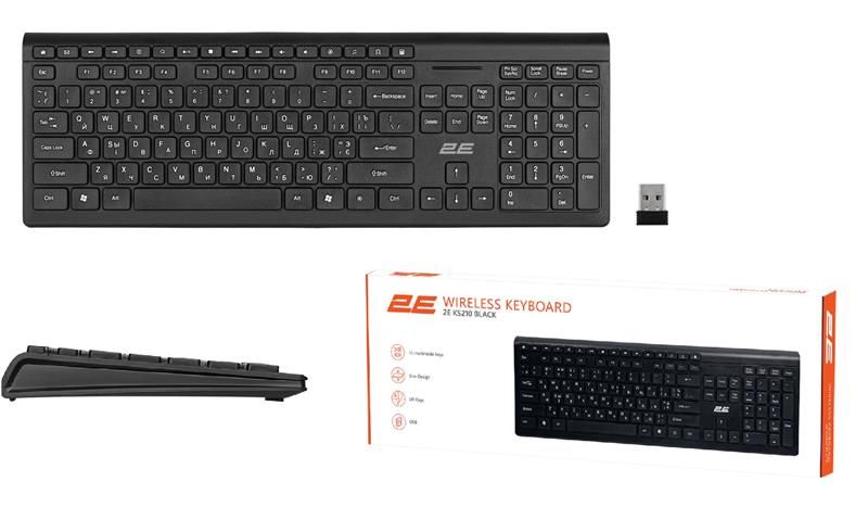 Клавіатура 2E KS210 Slim WL Black (2E-KS210WB) 2E-KS210WB фото