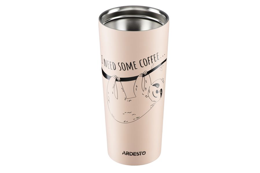 Термокружка Ardesto Coffee time Bradypus 450 мл, нержавеющая сталь, беж AR2645 фото