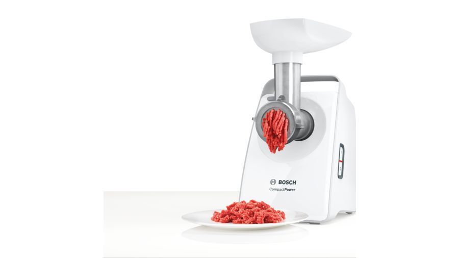 Мясорубка Bosch, 1500Вт, продук.-1.8кг/мин, 2 решетки+для ковб.,кеббе, пластик, белый (MFW3520W) MFW3520W фото